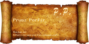 Prusz Porfir névjegykártya